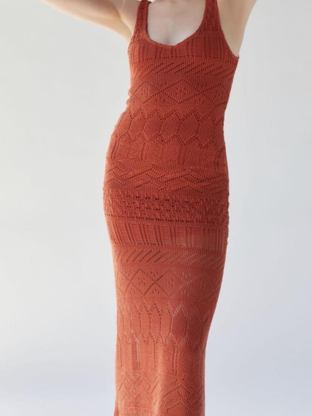 Urban Outfitters Helena Crochet Maxi Dress In Rust Orange Sz M